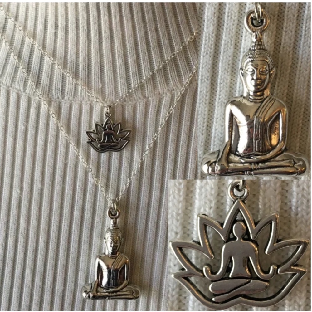 “Buddhist Awakening” Handmade 2-Layer Necklace, Buddha, Buddhism, Lotus Flower - Picture 8 of 16
